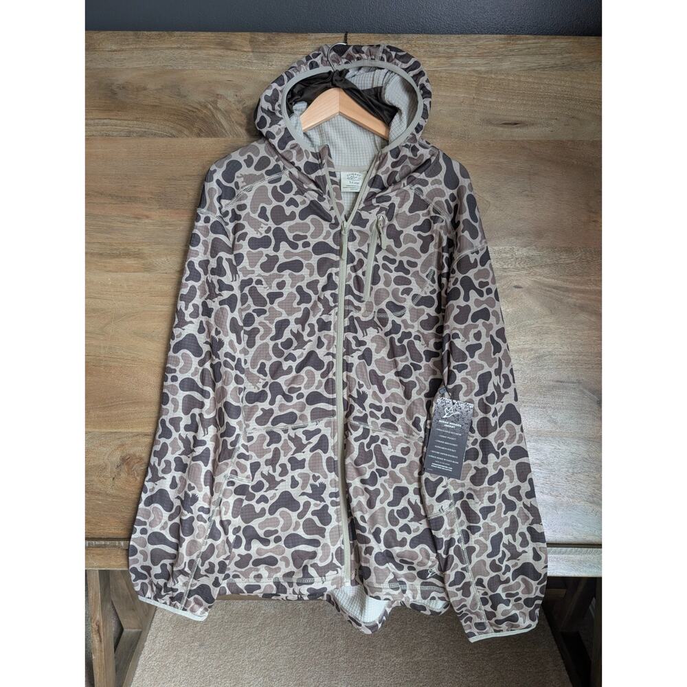 Combat Waterfowl Nodak Hooded Jacket Mens XL Brown Mosul Camo Grid Fleece NWT